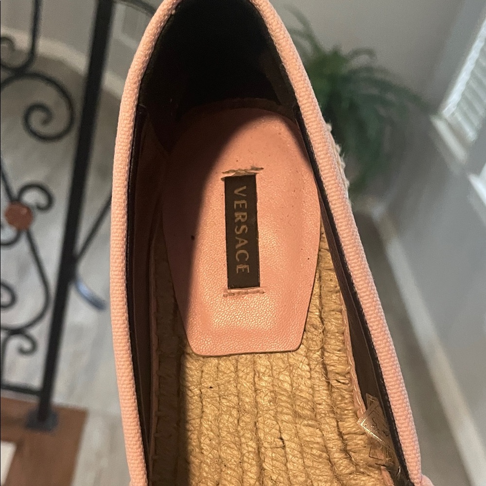 Versace Pink Canvas Espadrille Loafers - Picture 6 of 9